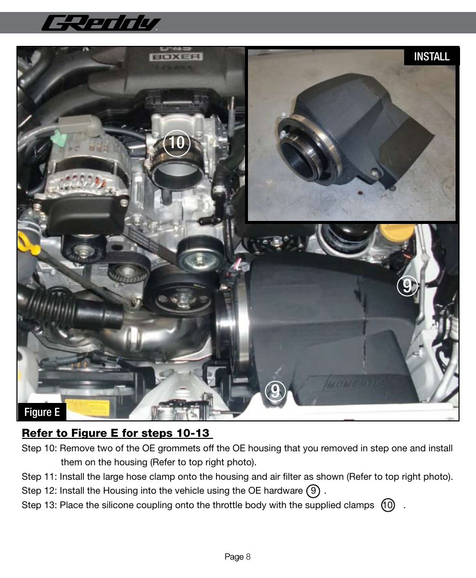GReddy AIR INTAKE SYSTEMS: Scion FR-S / Subaru BRZ 2013 User Manual | Page 8 / 12
