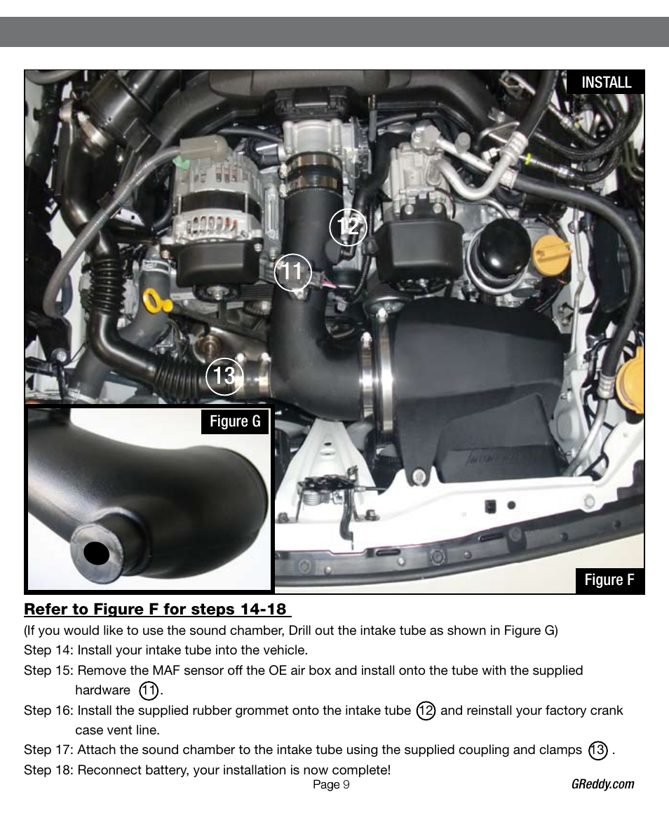 GReddy AIR INTAKE SYSTEMS: Scion FR-S / Subaru BRZ 2013 User Manual | Page 9 / 12