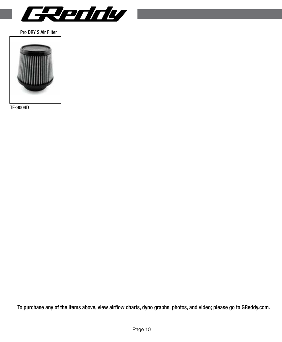 GReddy AIR INTAKE SYSTEMS: Scion tC 2011-14 User Manual | Page 10 / 12