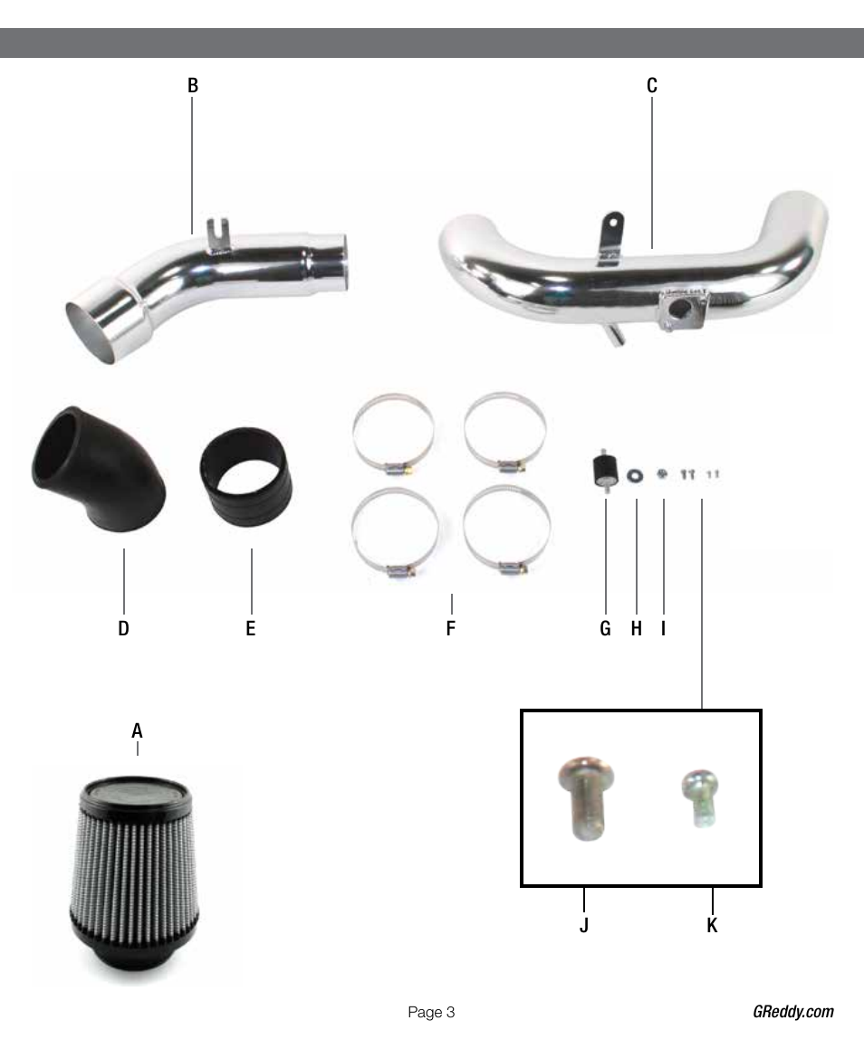 GReddy AIR INTAKE SYSTEMS: Scion tC 2011-14 User Manual | Page 3 / 12