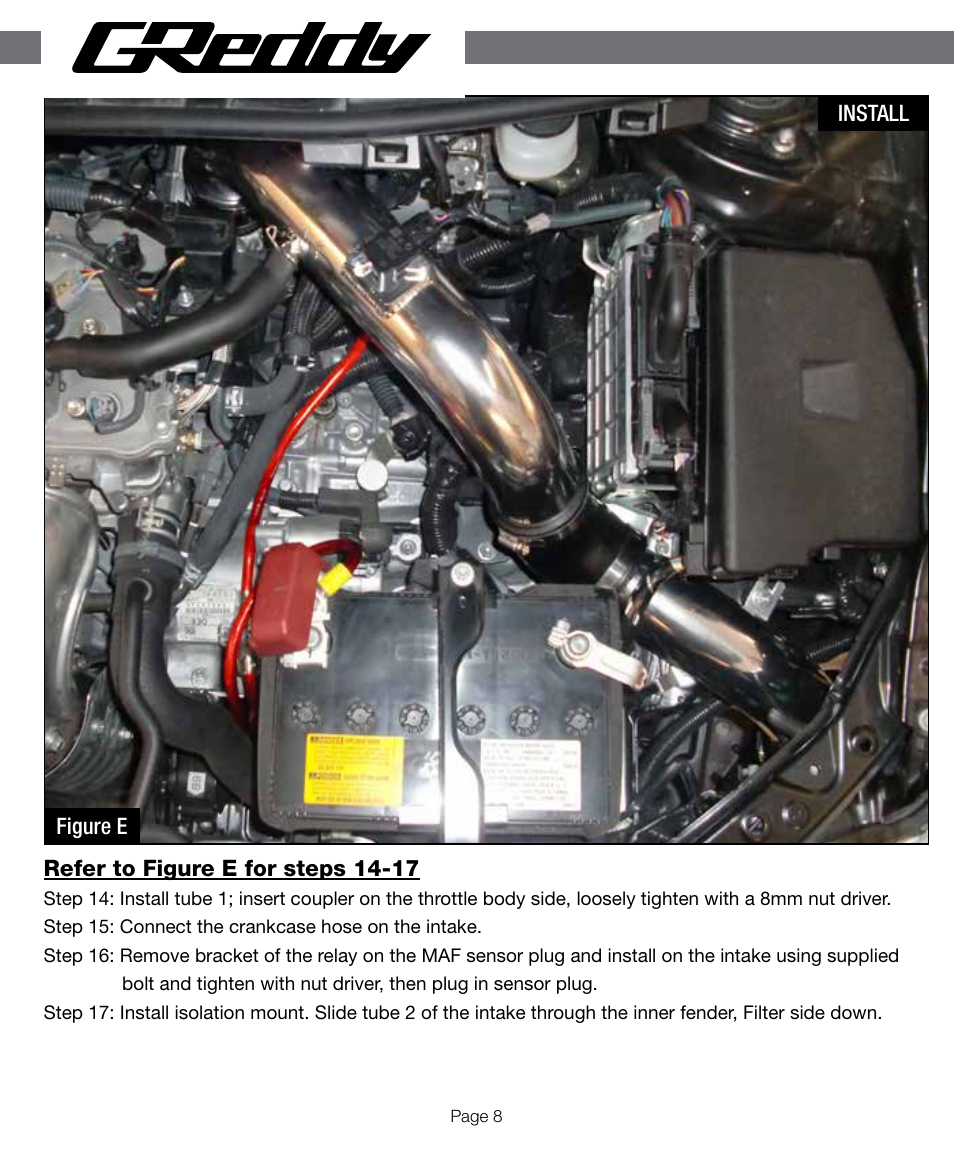 GReddy AIR INTAKE SYSTEMS: Scion tC 2011-14 User Manual | Page 8 / 12