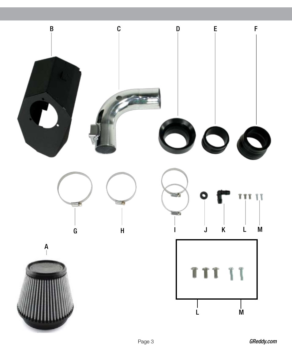 GReddy AIR INTAKE SYSTEMS: Mitsubishi Lancer GTS 2009-12 User Manual | Page 3 / 12