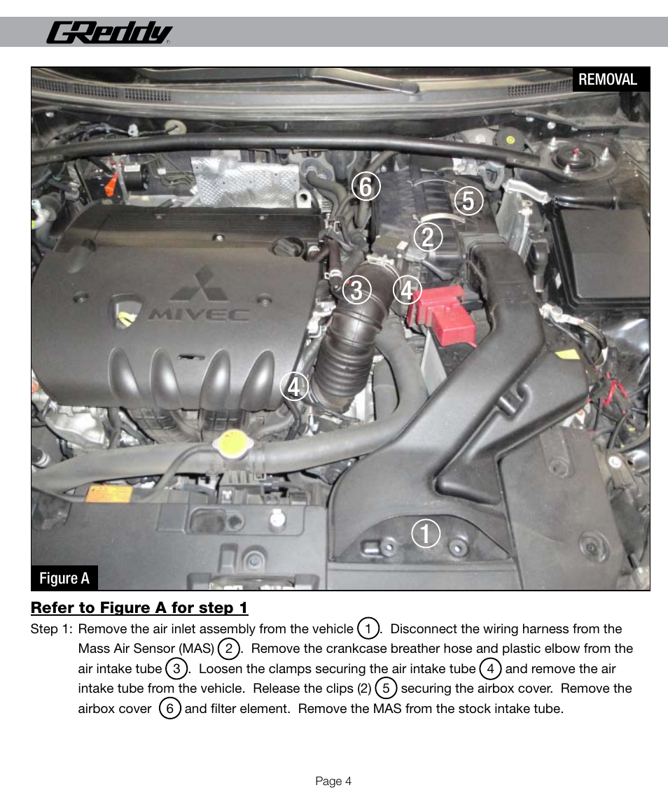 GReddy AIR INTAKE SYSTEMS: Mitsubishi Lancer GTS 2009-12 User Manual | Page 4 / 12