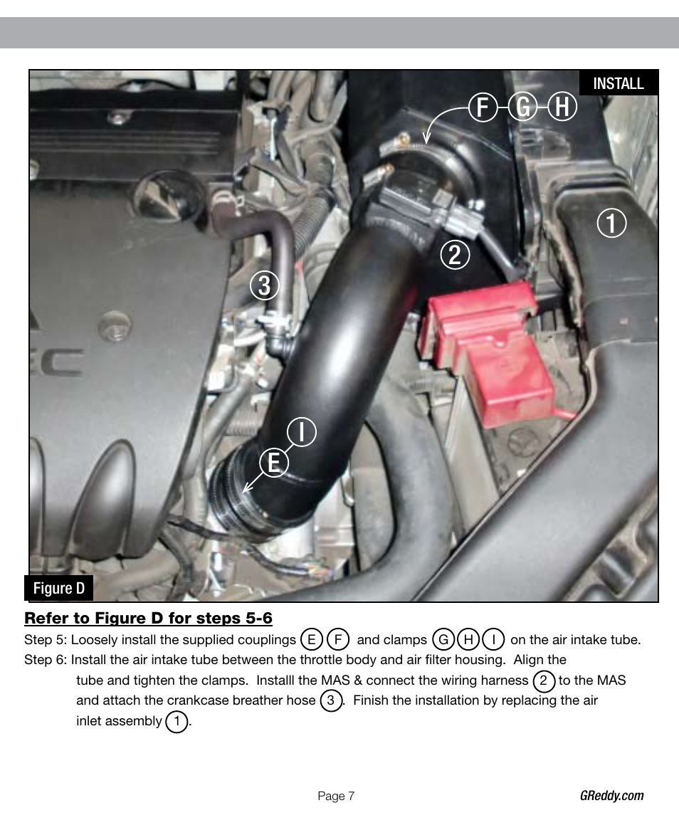 12 e i 3 f g h | GReddy AIR INTAKE SYSTEMS: Mitsubishi Lancer GTS 2009-12 User Manual | Page 7 / 12