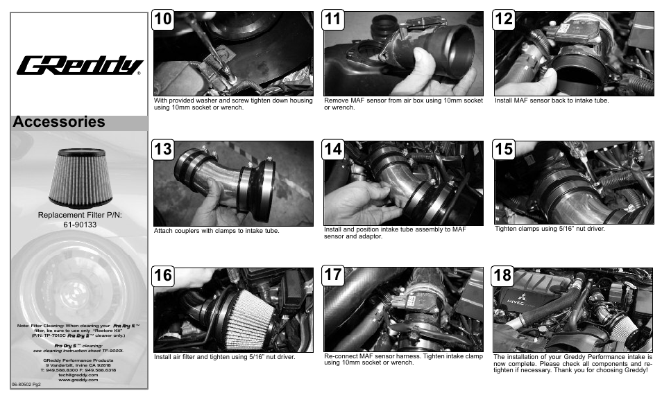 Accessories | GReddy AIR INTAKE SYSTEMS: Mitsubishi EvoX 2008-12 User Manual | Page 2 / 2