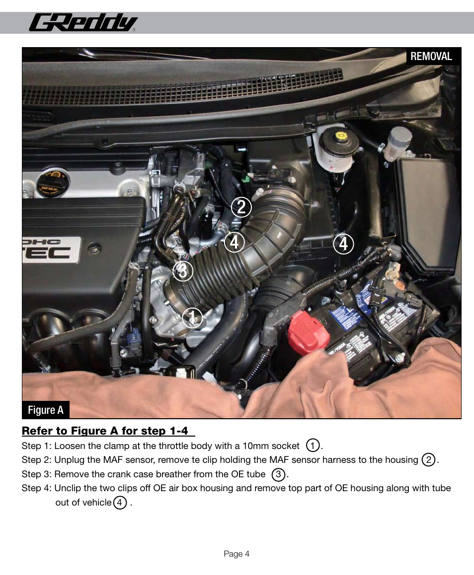 GReddy AIR INTAKE SYSTEMS: Honda Civic Si 2012 User Manual | Page 4 / 12