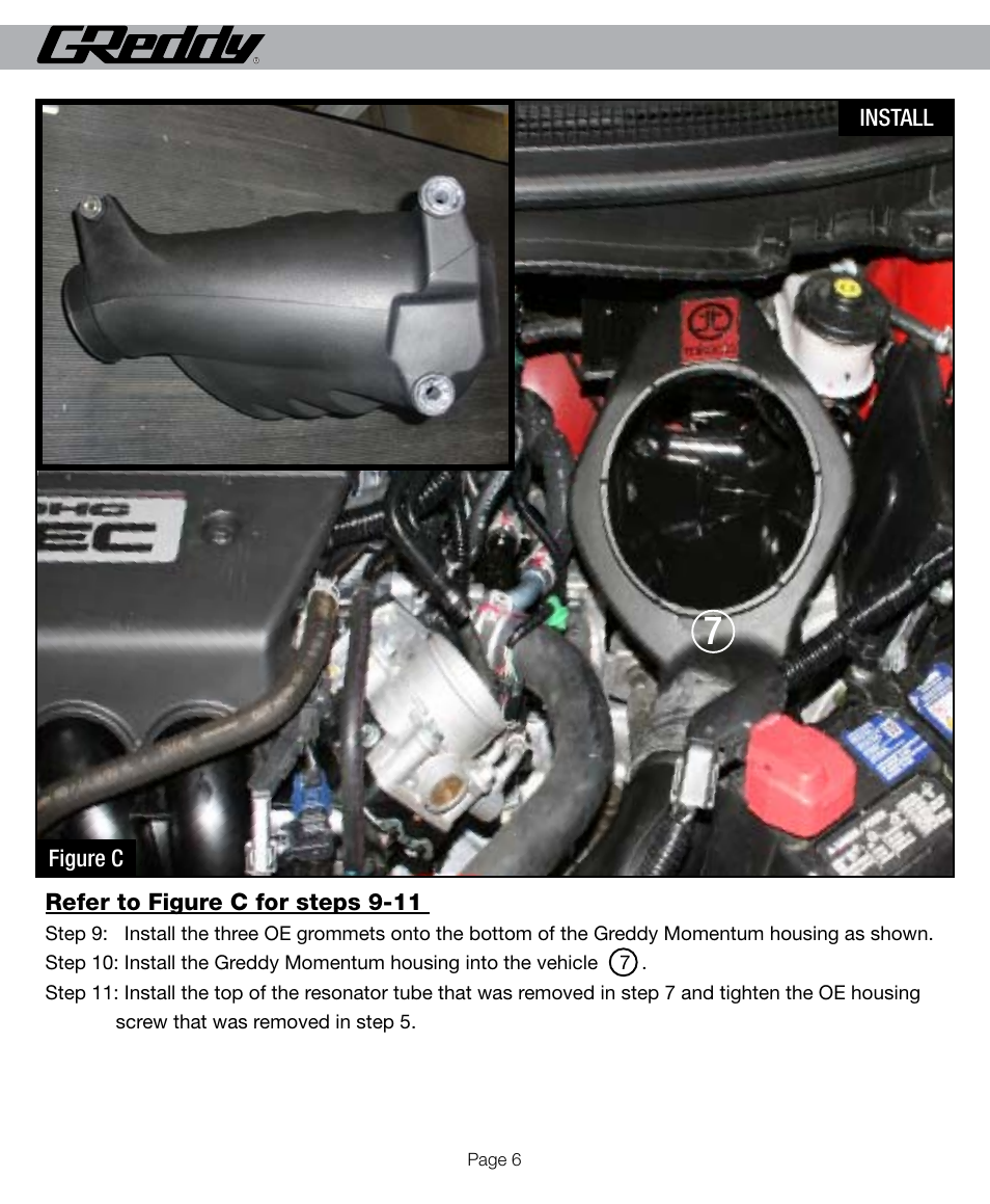 GReddy AIR INTAKE SYSTEMS: Honda Civic Si 2012 User Manual | Page 6 / 12