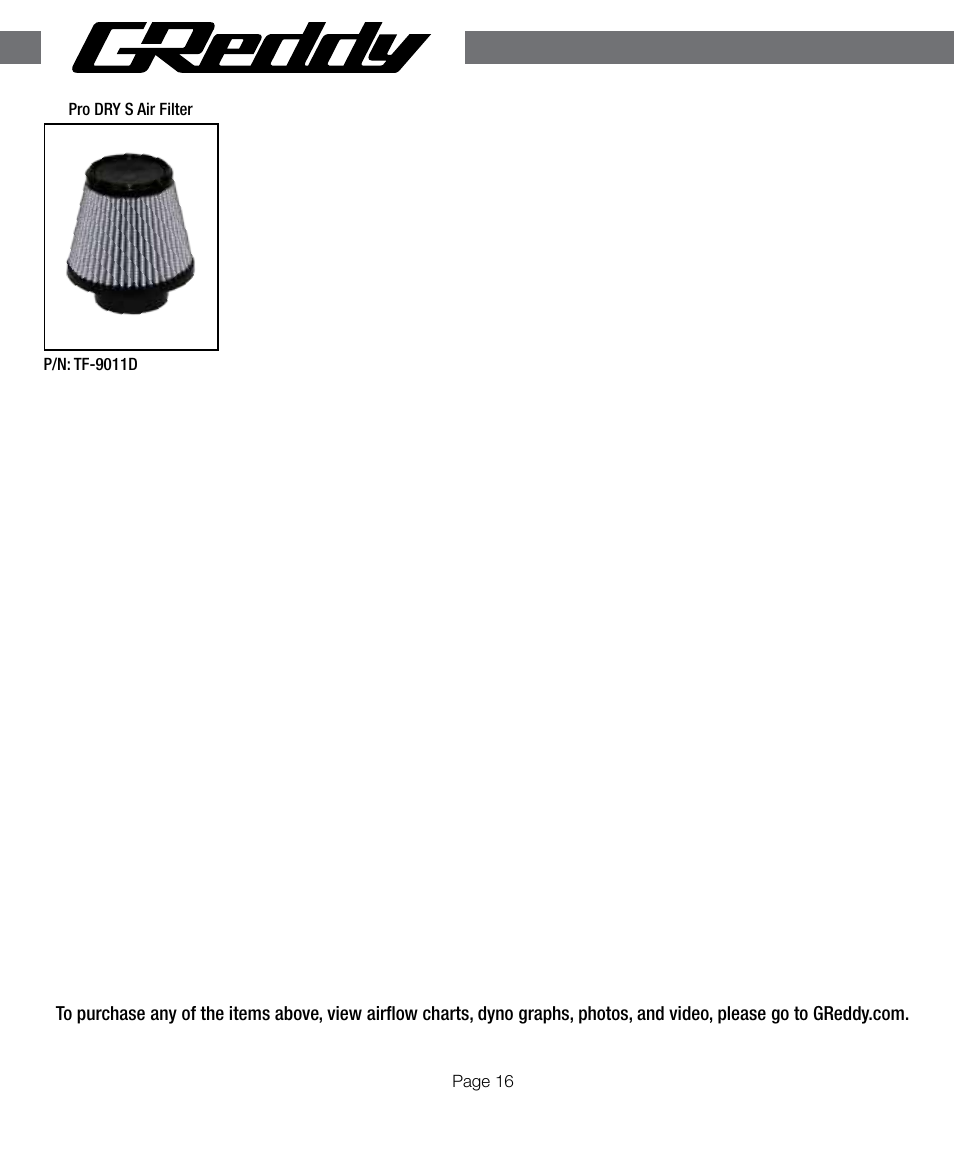 GReddy AIR INTAKE SYSTEMS: Honda Civic Si 2006-11 (CAI) User Manual | Page 16 / 20