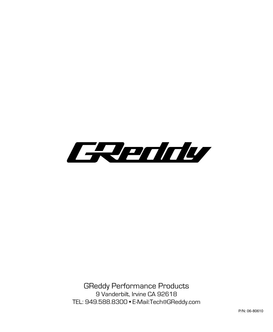 Greddy performance products | GReddy AIR INTAKE SYSTEMS: Honda Civic Si 2006-11 (CAI) User Manual | Page 20 / 20