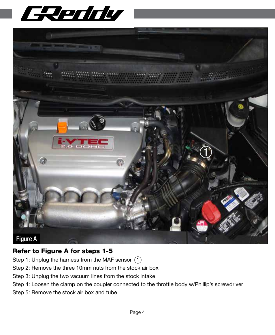 GReddy AIR INTAKE SYSTEMS: Honda Civic Si 2006-11 (CAI) User Manual | Page 4 / 20