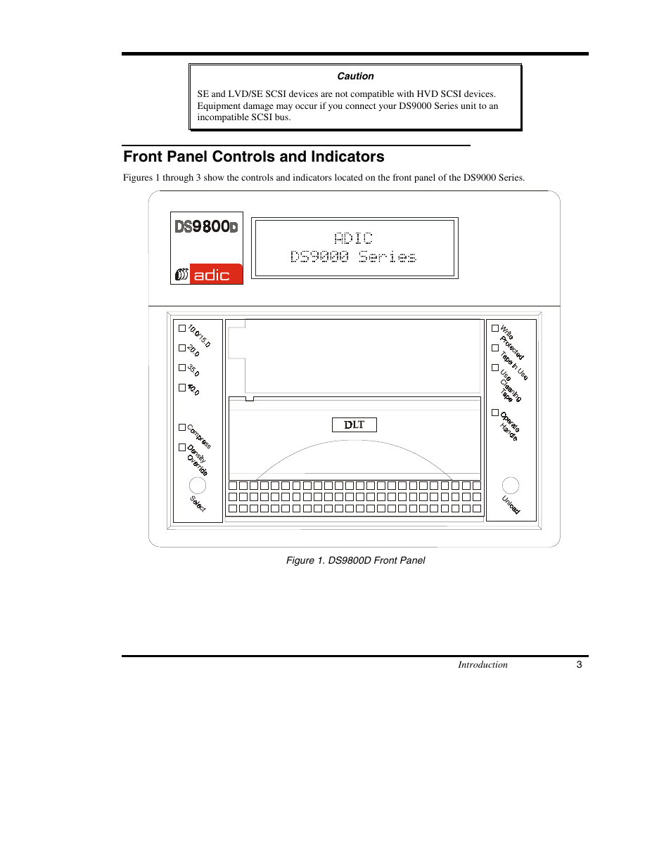 Front panel controls and indicators | ADIC DS9000 Series User Manual | Page 15 / 60