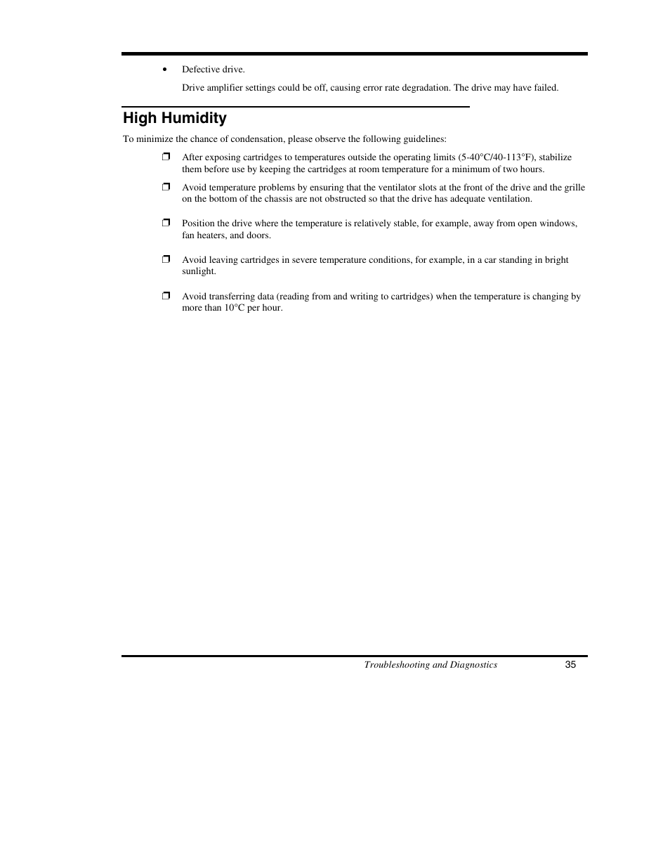 High humidity | ADIC DS9000 Series User Manual | Page 47 / 60