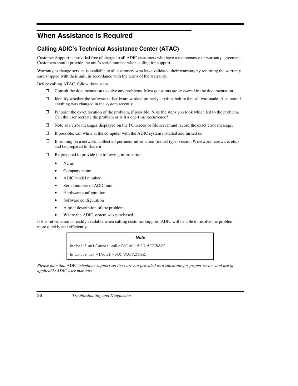 When assistance is required | ADIC DS9000 Series User Manual | Page 48 / 60