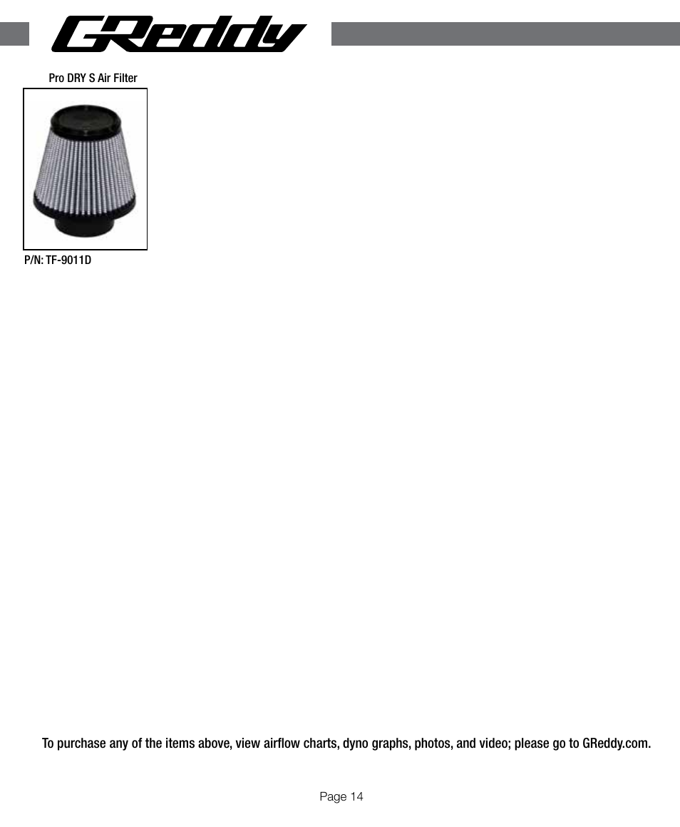 GReddy AIR INTAKE SYSTEMS: Honda Accord 4cyl. 2008-12 (L) User Manual | Page 14 / 16