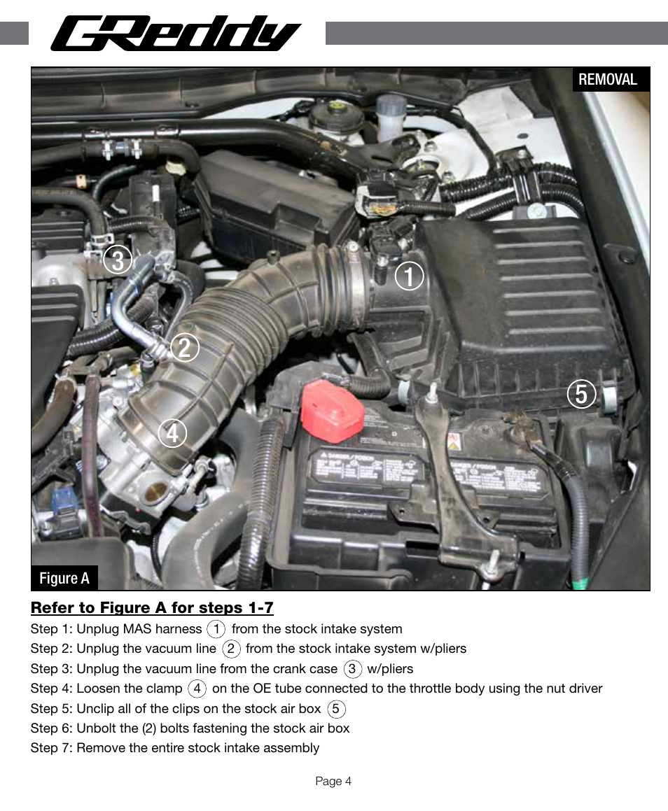 GReddy AIR INTAKE SYSTEMS: Honda Accord 4cyl. 2008-12 (L) User Manual | Page 4 / 16