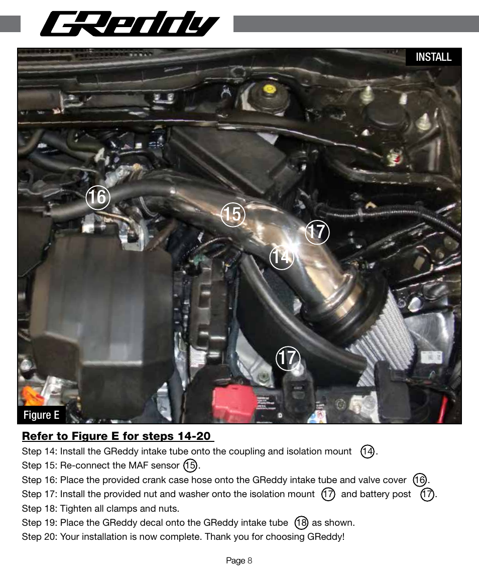 GReddy AIR INTAKE SYSTEMS: Honda Accord 4cyl. 2013-14 User Manual | Page 8 / 12