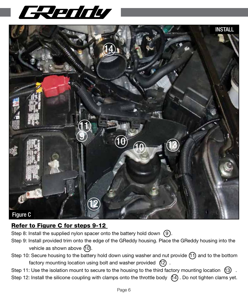 GReddy AIR INTAKE SYSTEMS: Honda Accord V6 2013-14 User Manual | Page 6 / 12