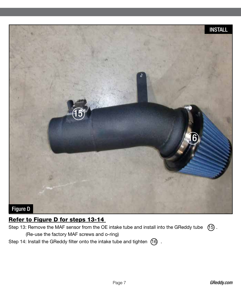 GReddy AIR INTAKE SYSTEMS: Honda Accord V6 2013-14 User Manual | Page 7 / 12