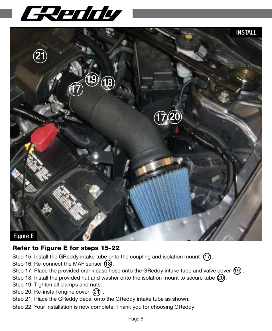 GReddy AIR INTAKE SYSTEMS: Honda Accord V6 2013-14 User Manual | Page 8 / 12