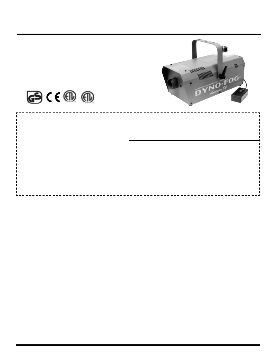 American DJ Dyno-Fog User Manual | 1 page