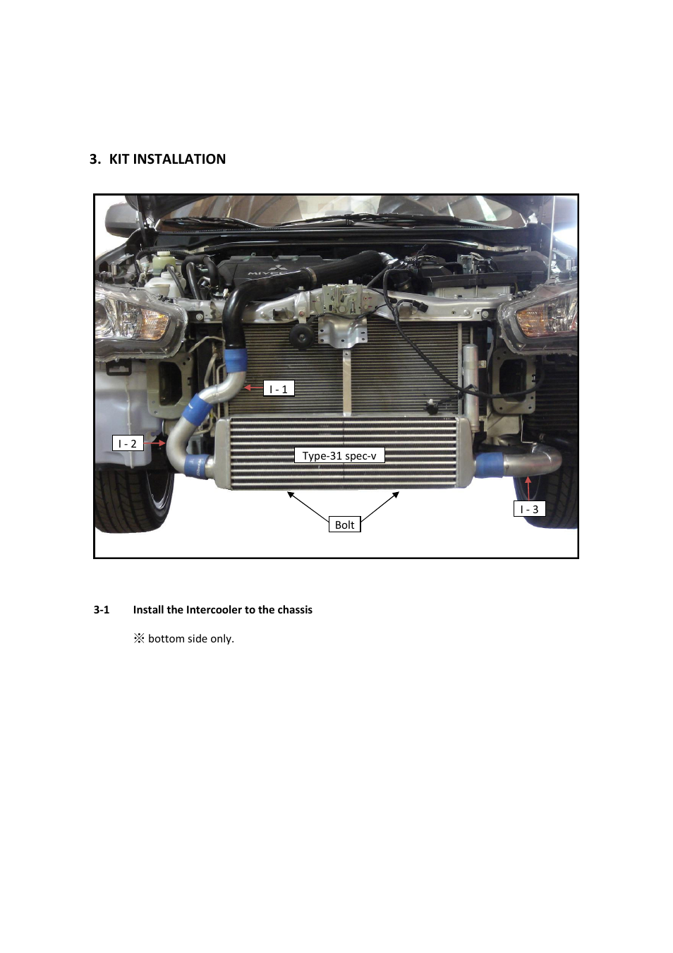 Kit installation | GReddy INTERCOOLERS: Mitsubishi RalliArt  2009- / Type31V User Manual | Page 6 / 8