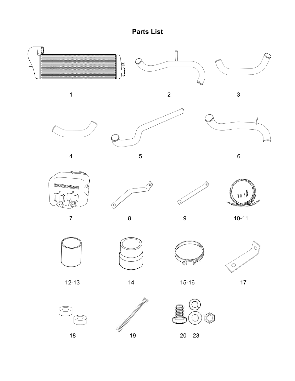 Parts list | GReddy INTERCOOLERS: Acura RSX Type S  2002-06 / Type31V User Manual | Page 3 / 9