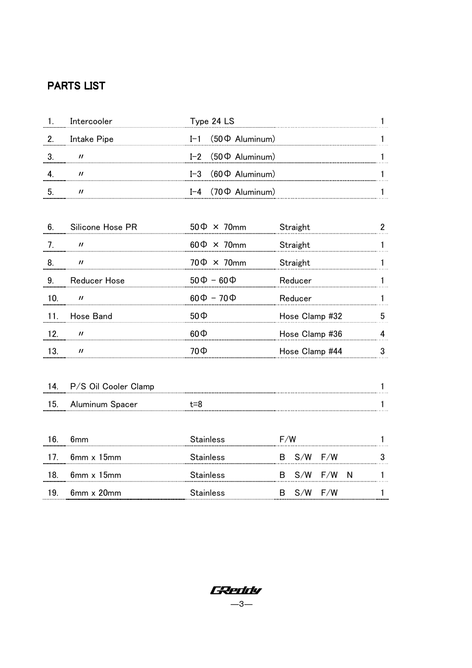 GReddy INTERCOOLERS: Hyundai Genesis Coupe 2009 / Type-24LS User Manual | Page 3 / 9