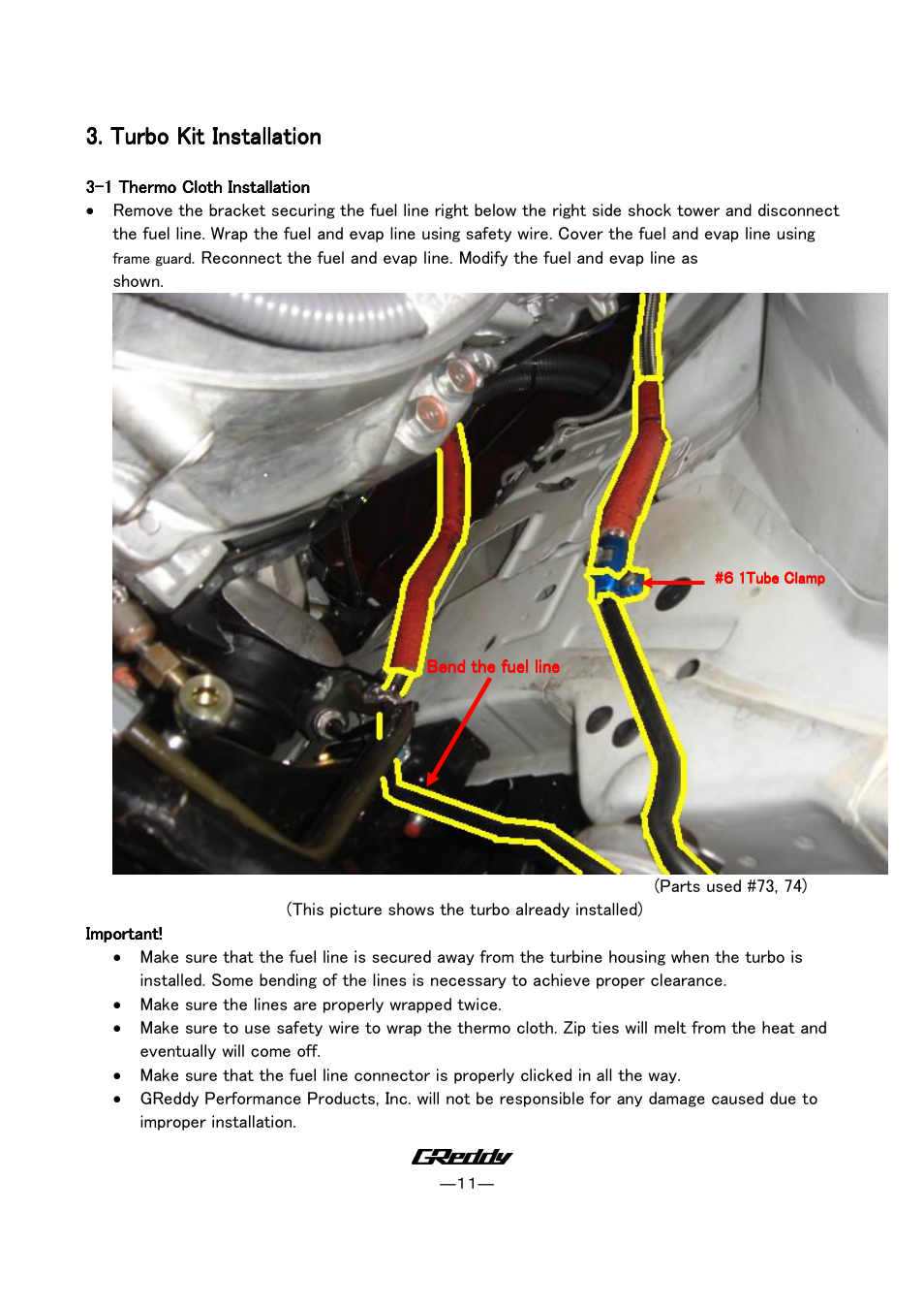 Turbo | GReddy TURBO KITS: Nissan 370Z 2009- / twin TD06SH-20G User Manual | Page 11 / 21