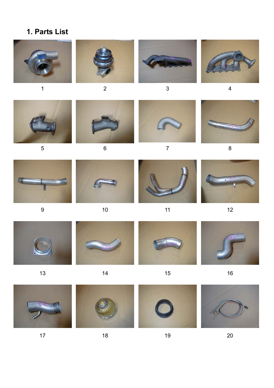 Parts list | GReddy TURBO KITS: Nissan 350Z 2003-04 / twin TD05-18G User Manual | Page 5 / 21