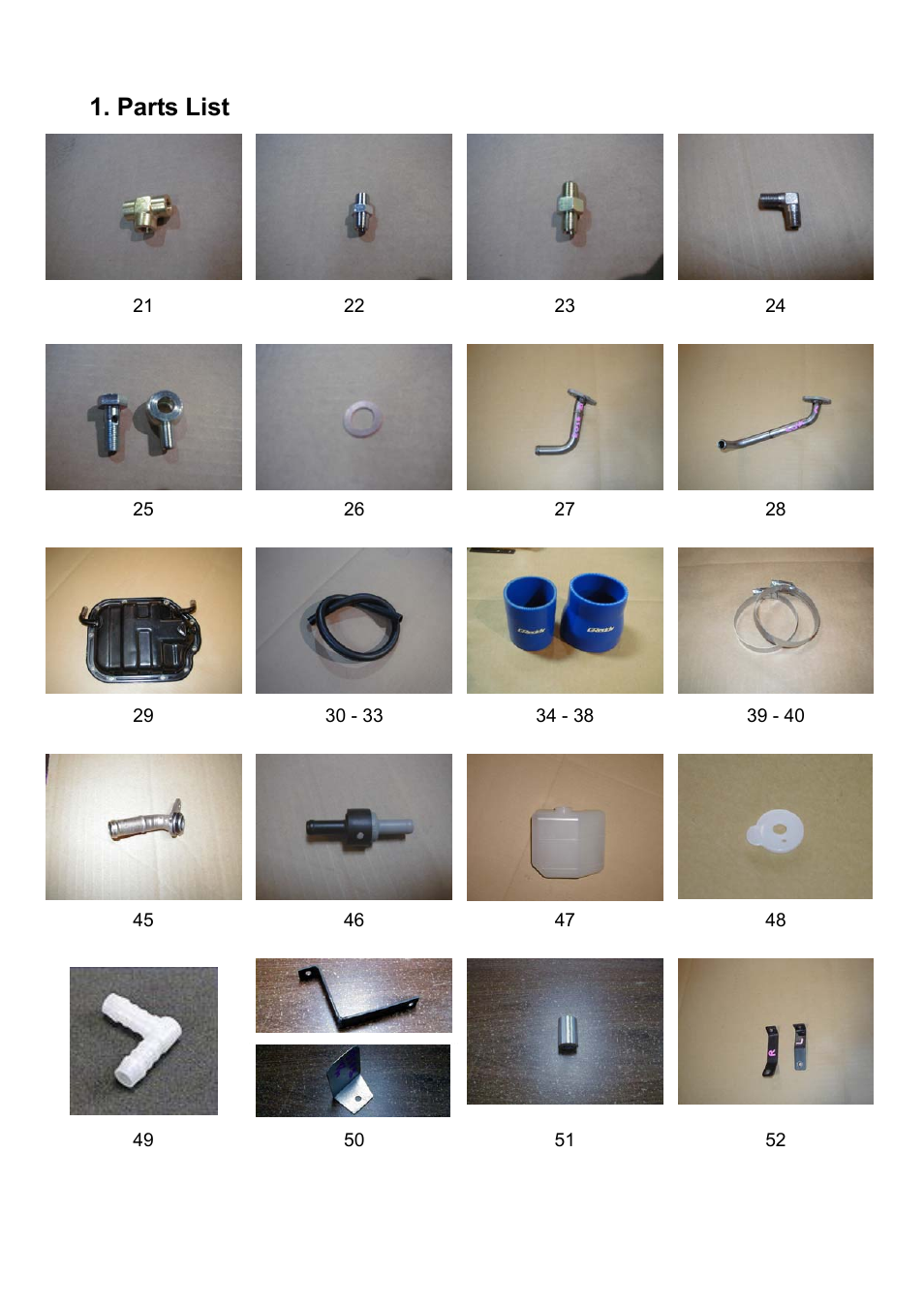 Parts list | GReddy TURBO KITS: Nissan 350Z 2003-04 / twin TD05-18G User Manual | Page 6 / 21