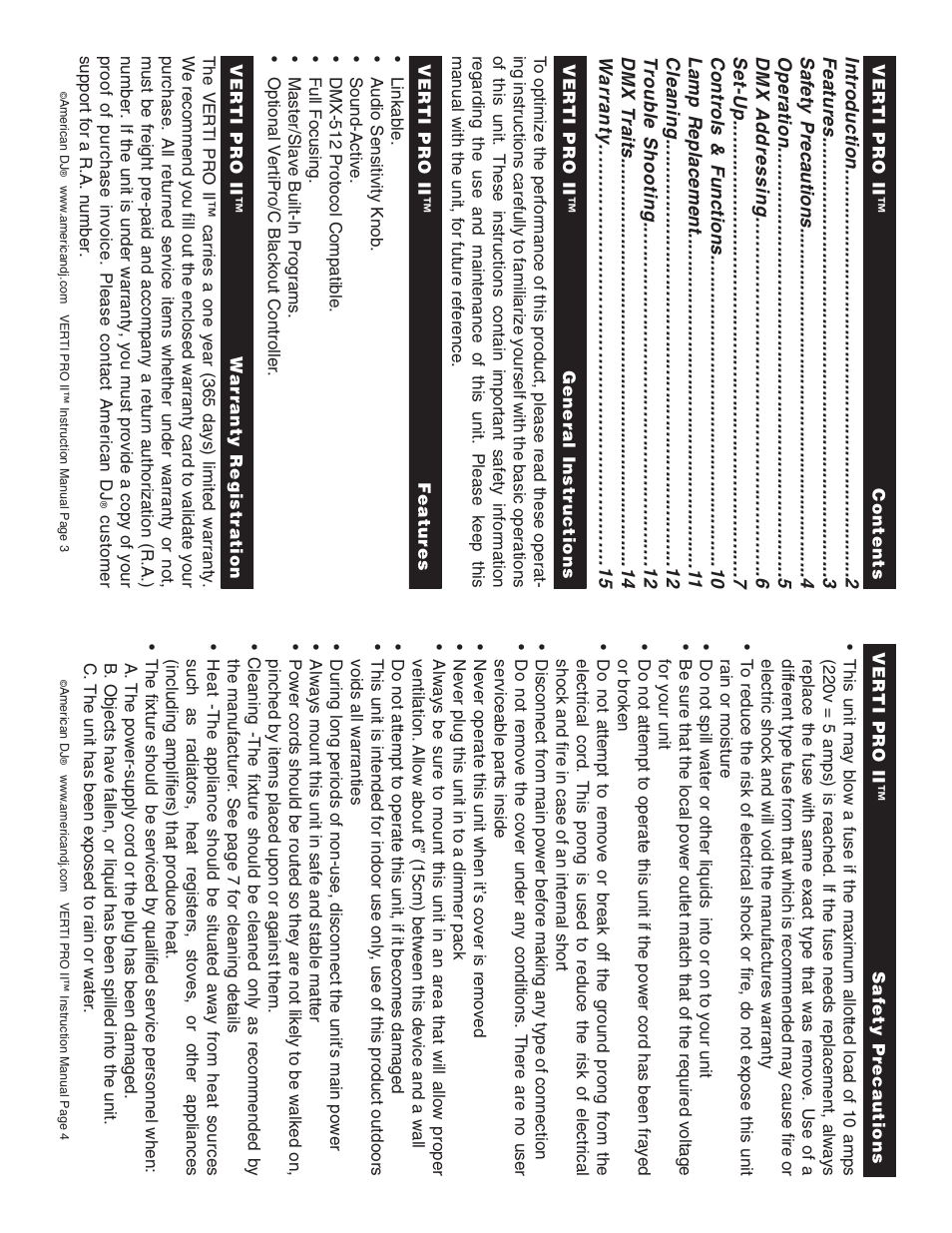 American DJ Verti-Pro II User Manual | Page 2 / 8
