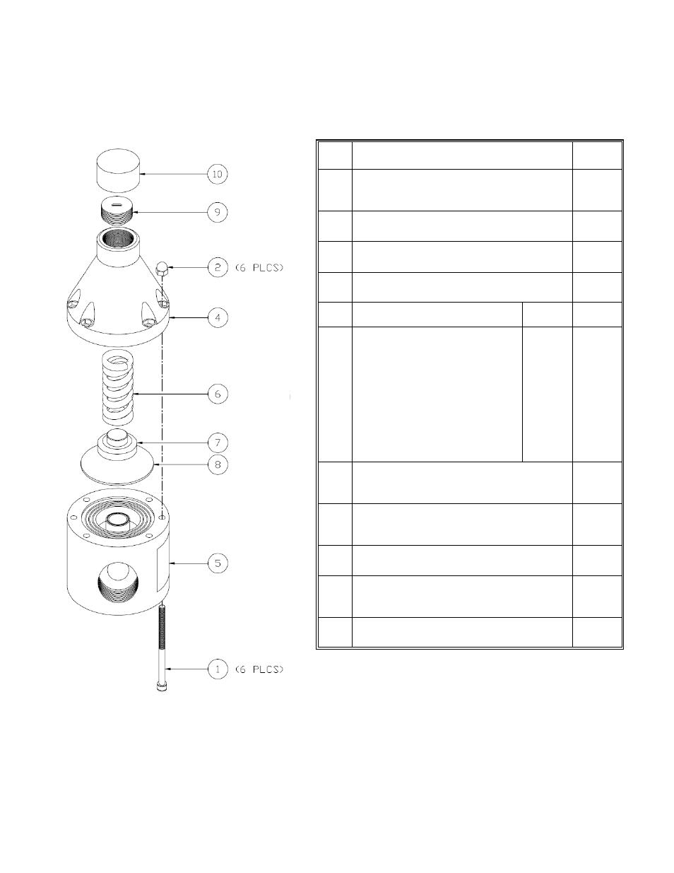 Parts list | Griffco Valve G-Series 4 User Manual | Page 4 / 4