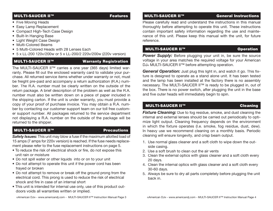 American DJ LL-200 User Manual | Page 2 / 4