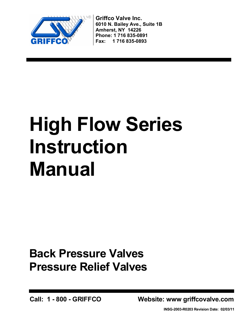 Griffco Valve High-Flow Series User Manual | 4 pages