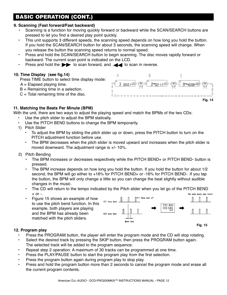 Basic operation (cont.) | American DJ DCD-PRO200MKIII User Manual | Page 12 / 14