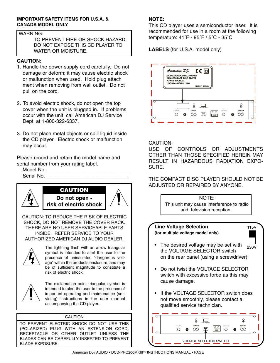 American DJ DCD-PRO200MKIII User Manual | Page 3 / 14