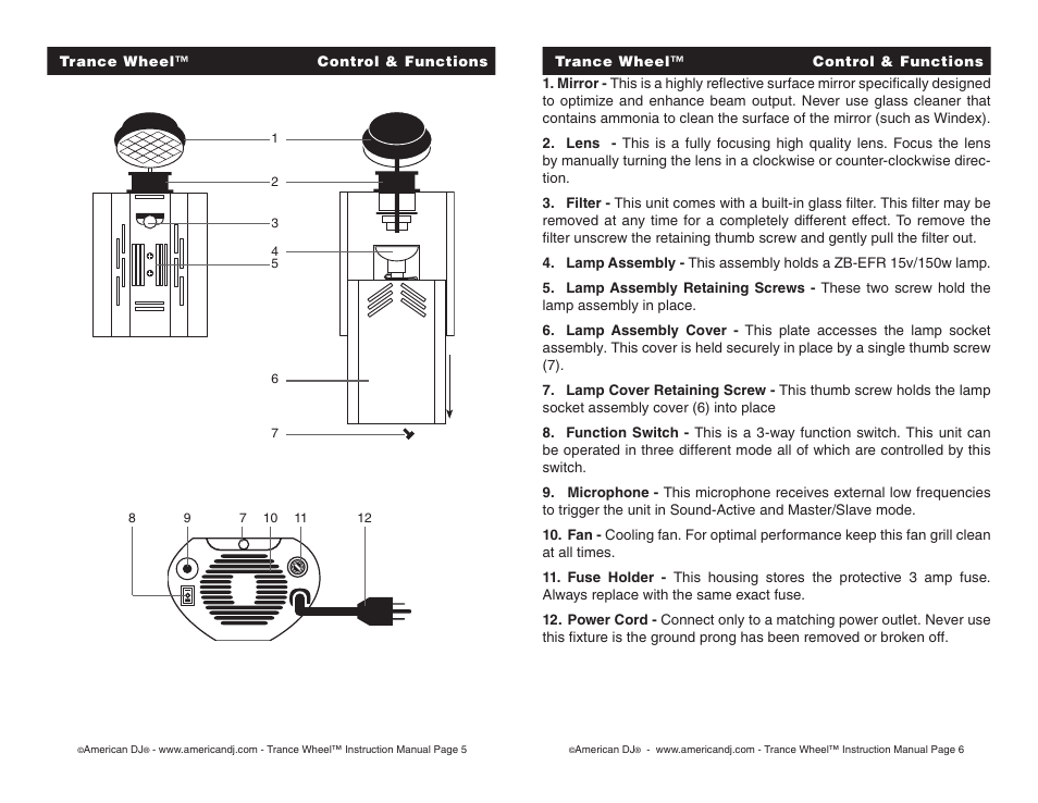 American DJ Trance Wheel User Manual | Page 3 / 6