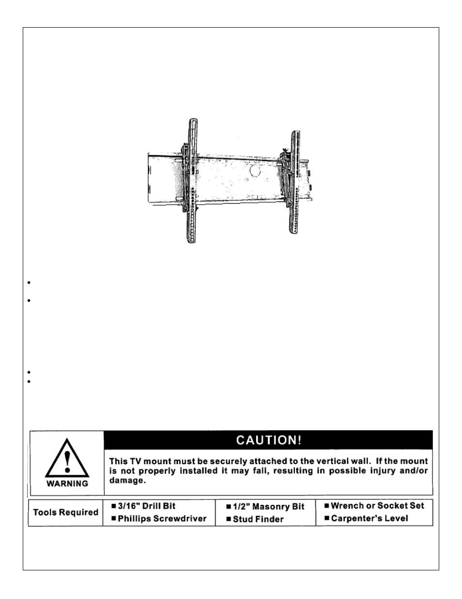 Monoprice 2852 Wall Mount Bracket User Manual | 3 pages