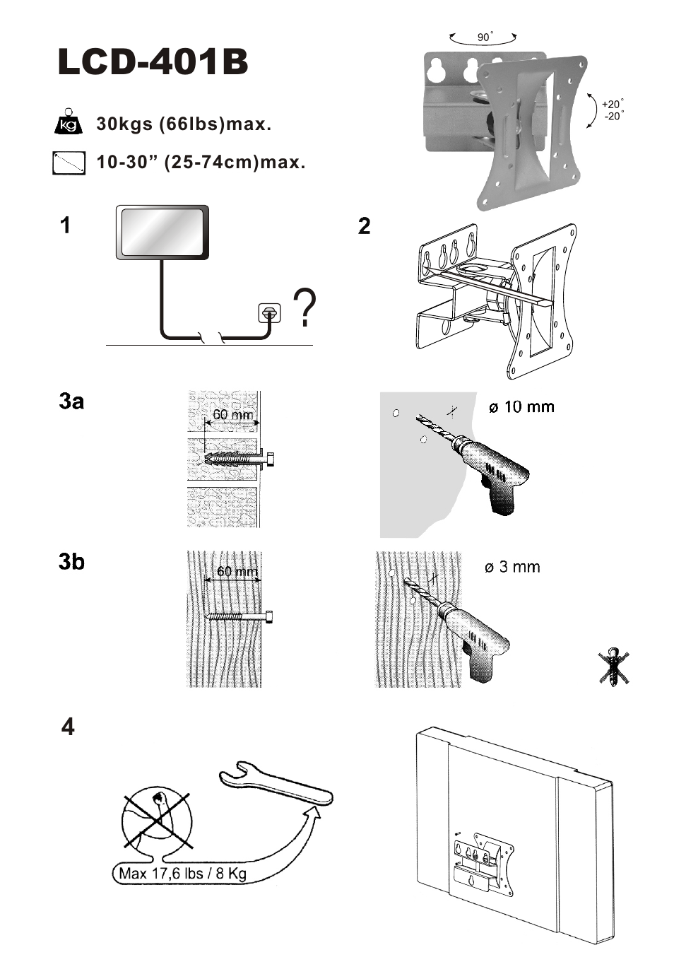 Monoprice 3005 Wall Mount Bracket User Manual | 2 pages