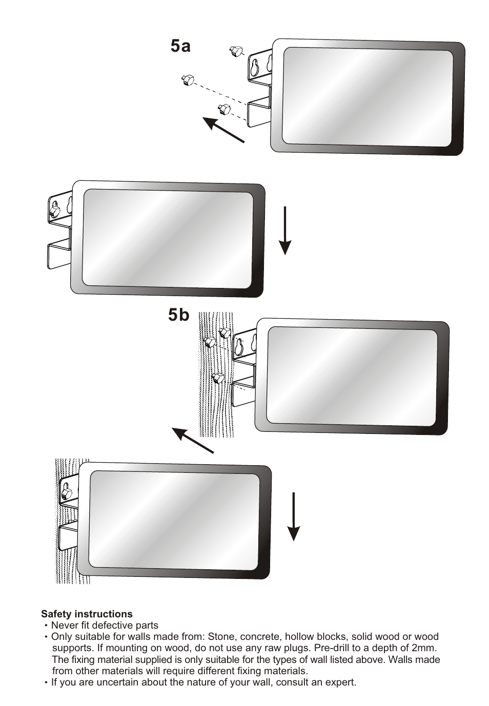 Т³гж 2, 5a 5b | Monoprice 3005 Wall Mount Bracket User Manual | Page 2 / 2