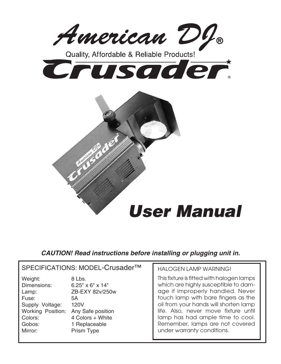 American DJ Crusader User Manual | 2 pages