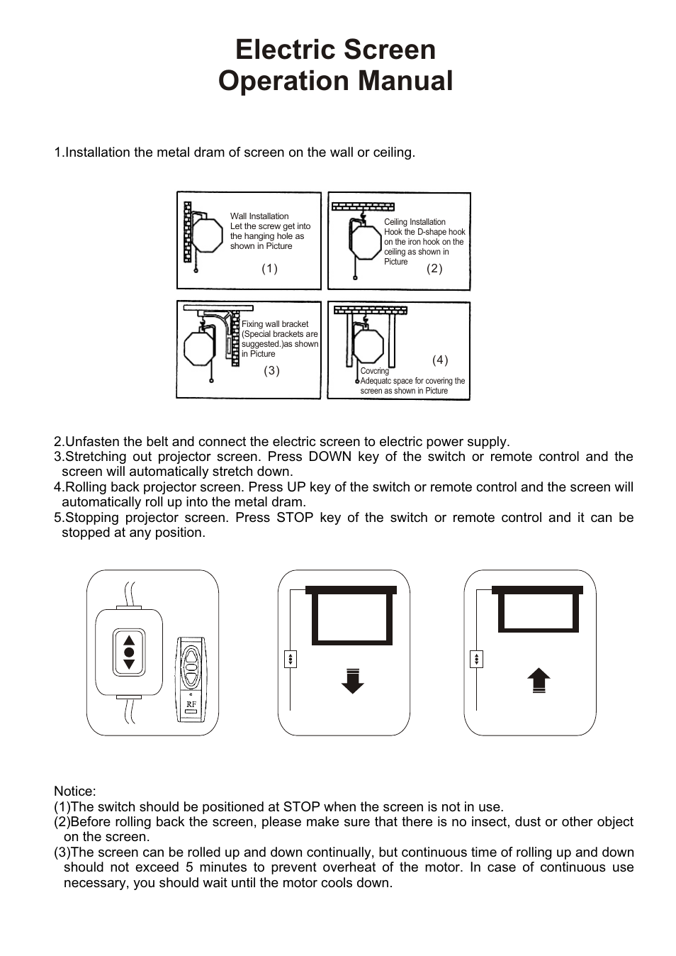 Monoprice 3018 Electric Projection Screen User Manual | 1 page