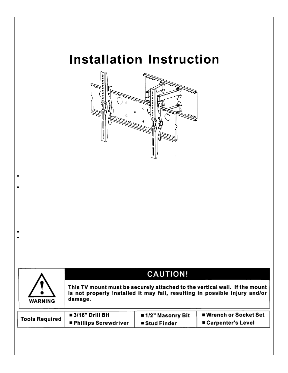 Monoprice 3724 Wall Mount Bracket User Manual | 5 pages