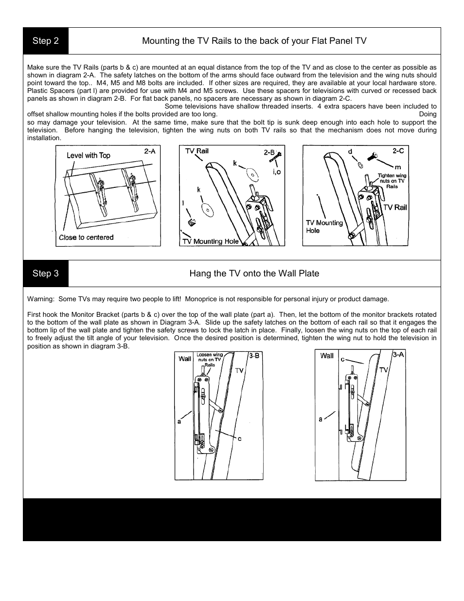 Monoprice 4174 Wall Mount Bracket User Manual | Page 3 / 3