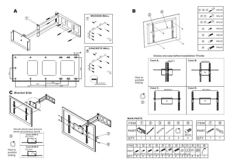 Т³гж 2, Ab c, 24 item part qty | Item part qty | Monoprice 928 In-wall Passive Subwoofer User Manual | Page 2 / 2