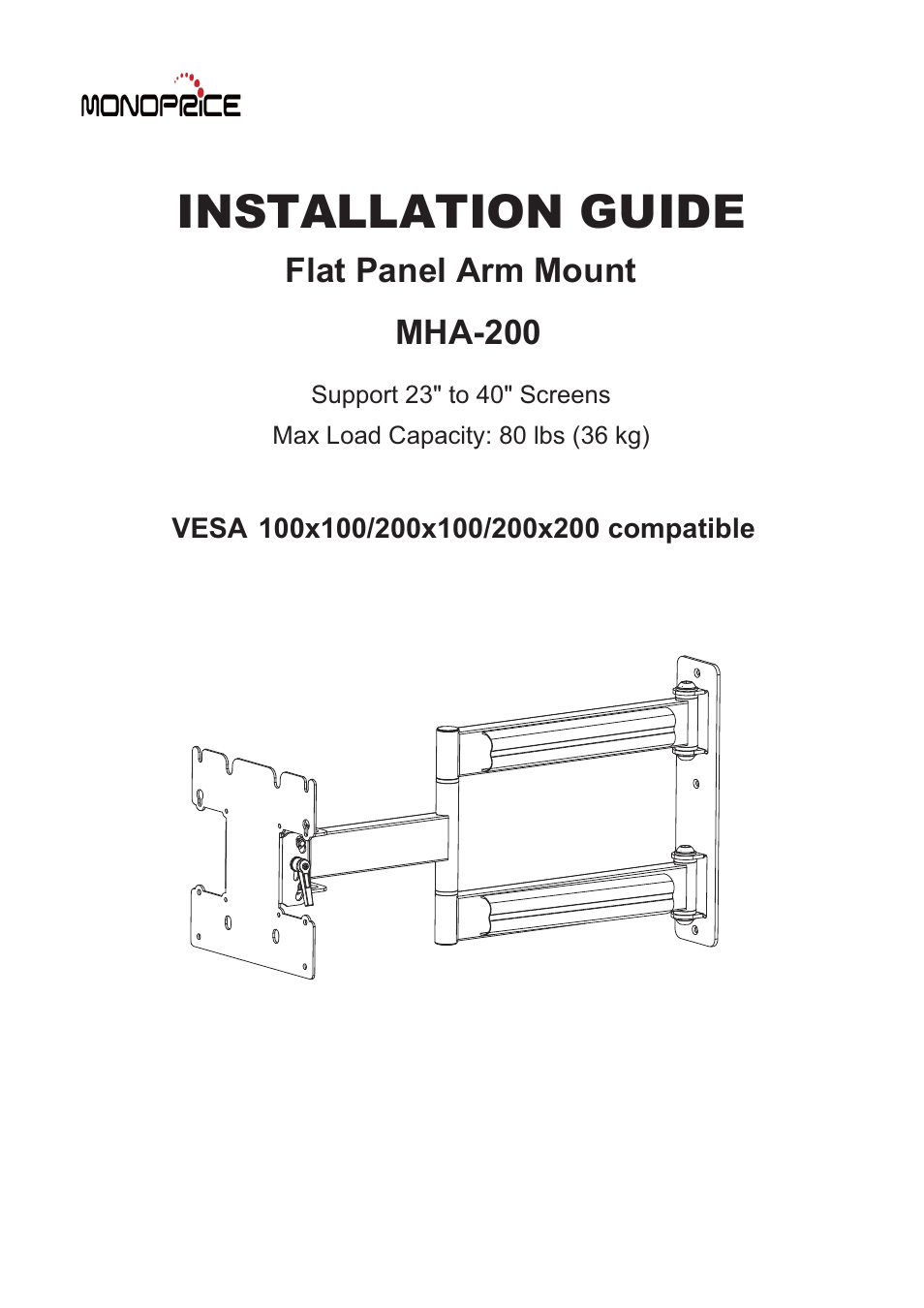 Monoprice 5921 Wall Mount Bracket User Manual | 8 pages