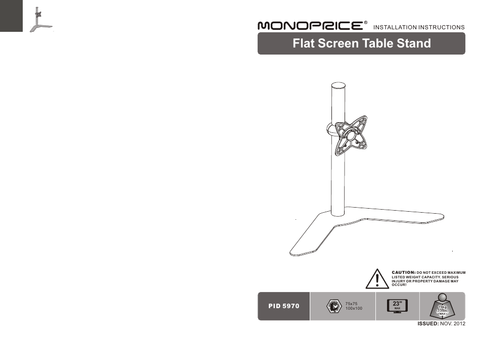 Monoprice 5970 Desk Mount Bracket User Manual | 4 pages