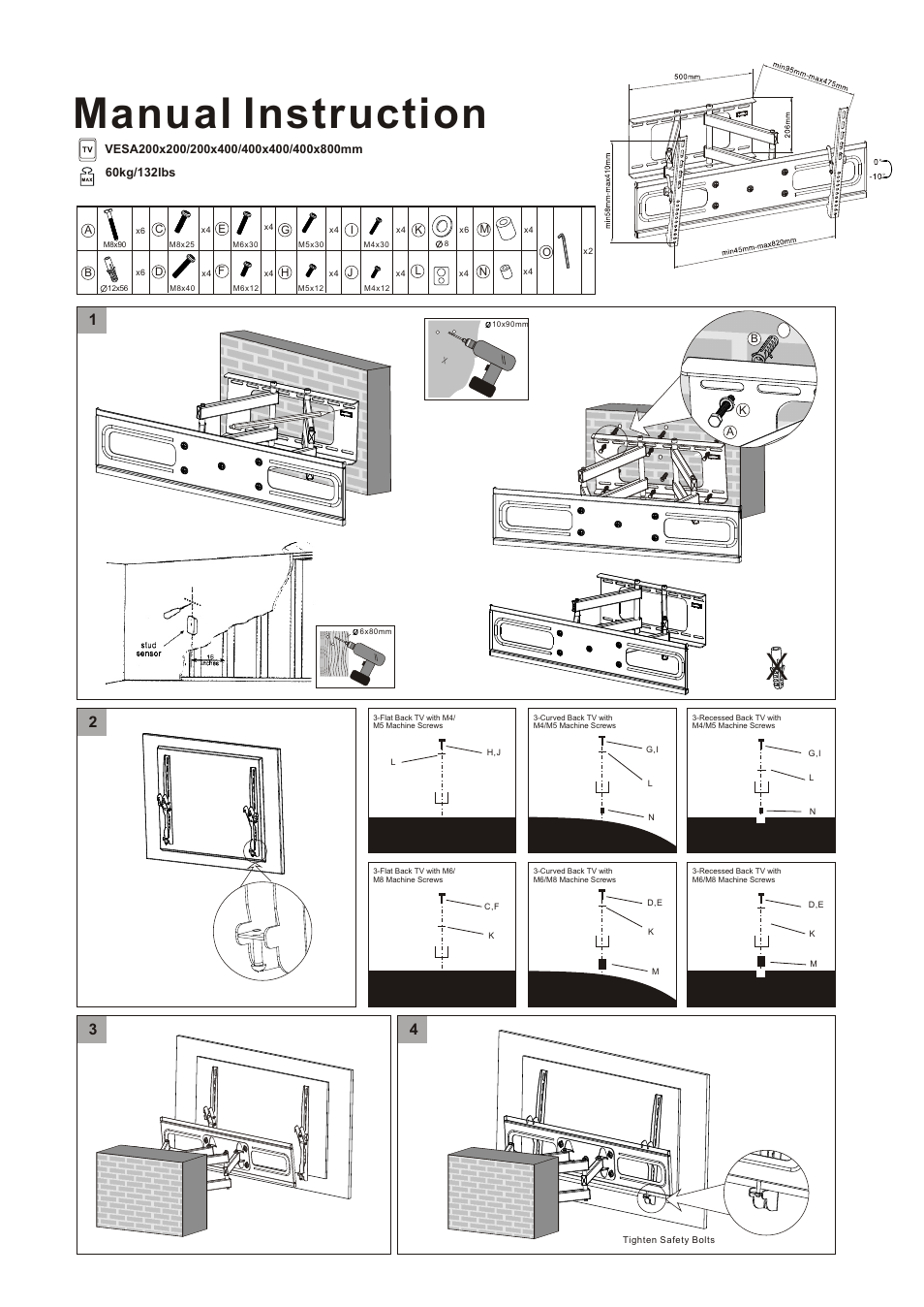 Monoprice 6200 Wall Mount Bracket User Manual | 1 page