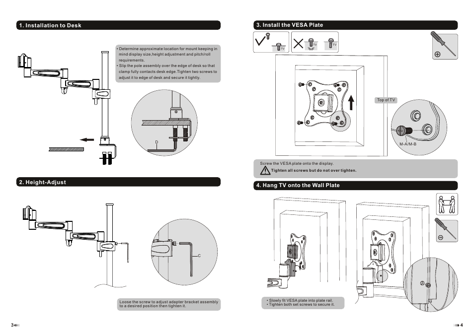 Monoprice 6421 Desk Mount Bracket User Manual | Page 3 / 4