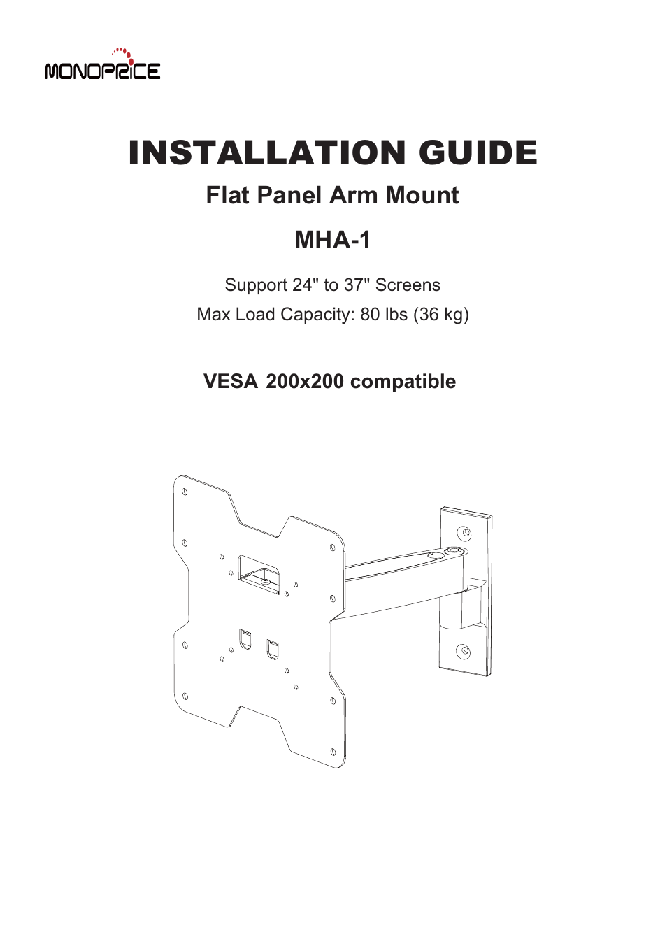 Monoprice 6515 Wall Mount Bracket User Manual | 8 pages